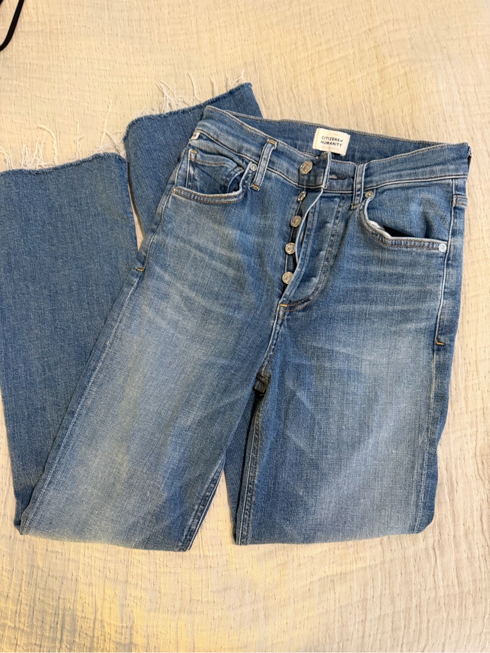 Citizens of Humanity Light Blue Straight-Leg Button-Fly Jeans - Women's